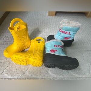 Toddler boots 11T, Crocs and Sorel, Girls or Boys